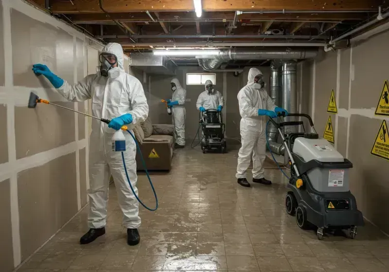 Basement Moisture Removal and Structural Drying process in Pembroke, NC